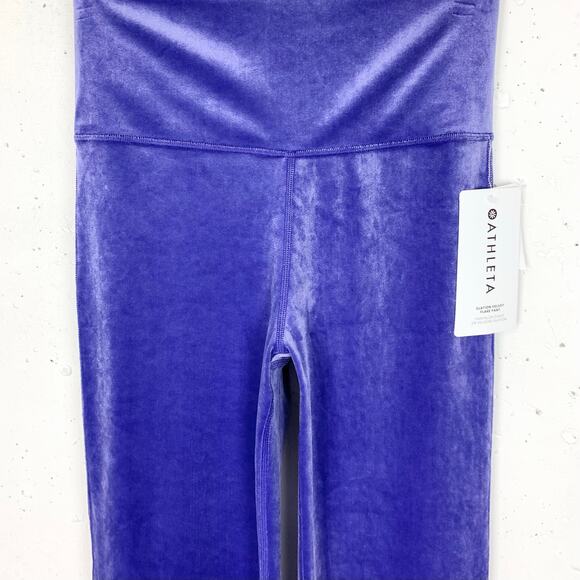 Athleta Womens Elation Velvet Flare Pants High Waist Stretchy Purple Size XS - Picture 6 of 14